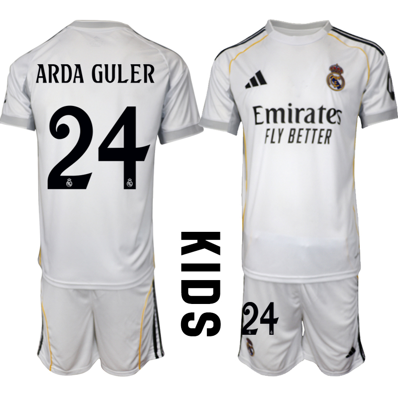 Youth 2025-2026 Club Real Madrid home White #24 Soccer Jersey->customized soccer jersey->Custom Jersey